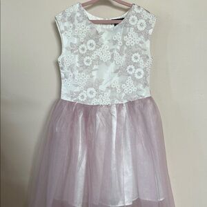Zunie Girls Spring Dress Floral Brocade Tulle High Low Tulle Sparkle size 7